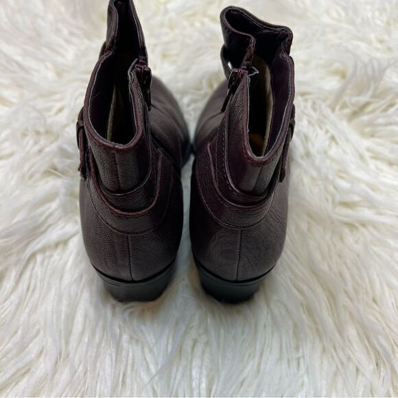 Naturalizer Womens Zakira Boots Ankle Bootie Block Heels Leather Dark Cherry 7M - Picture 4 of 8